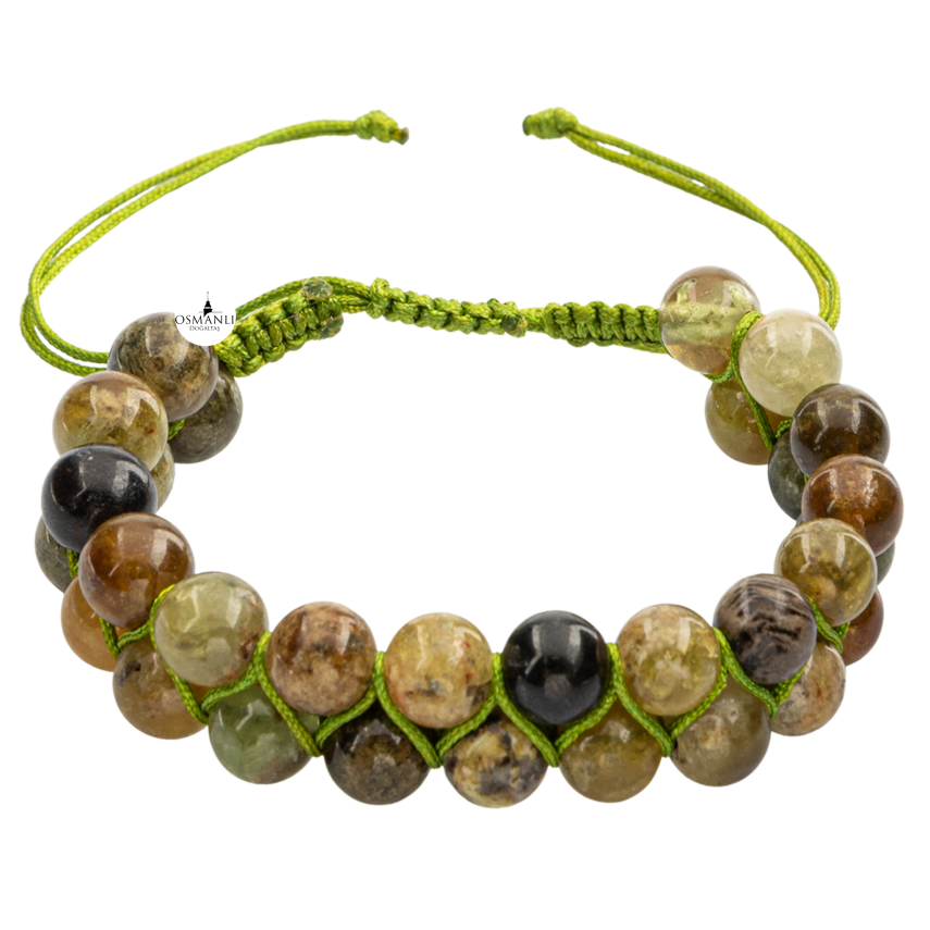 Tsavorit Lal 8mm Çift Sıra Makrome Doğal Taş Bileklik - 2