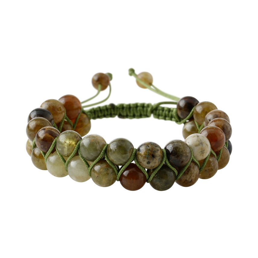 Tsavorit Lal 8mm Çift Sıra Makrome Doğal Taş Bileklik - 3