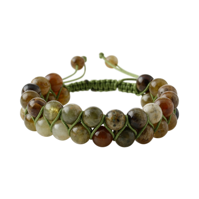 Tsavorit Lal 8mm Çift Sıra Makrome Doğal Taş Bileklik - 5