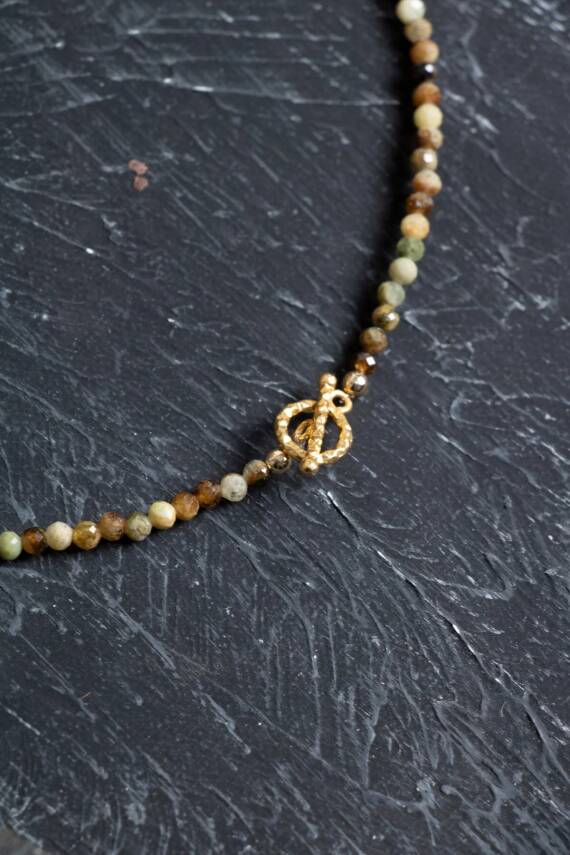 Tsavorit Lal Altın Kaplama Gümüş Kapama Doğal Taş Kolye - 4