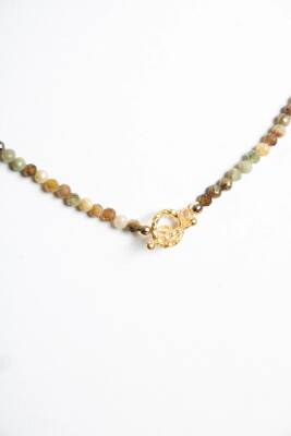 Tsavorit Lal Altın Kaplama Gümüş Kapama Doğal Taş Kolye - 5