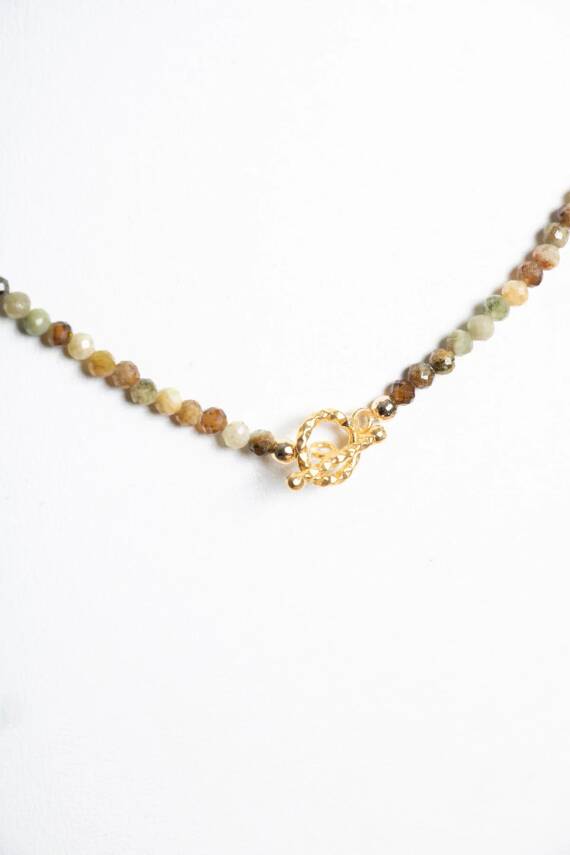 Tsavorit Lal Altın Kaplama Gümüş Kapama Doğal Taş Kolye - 5