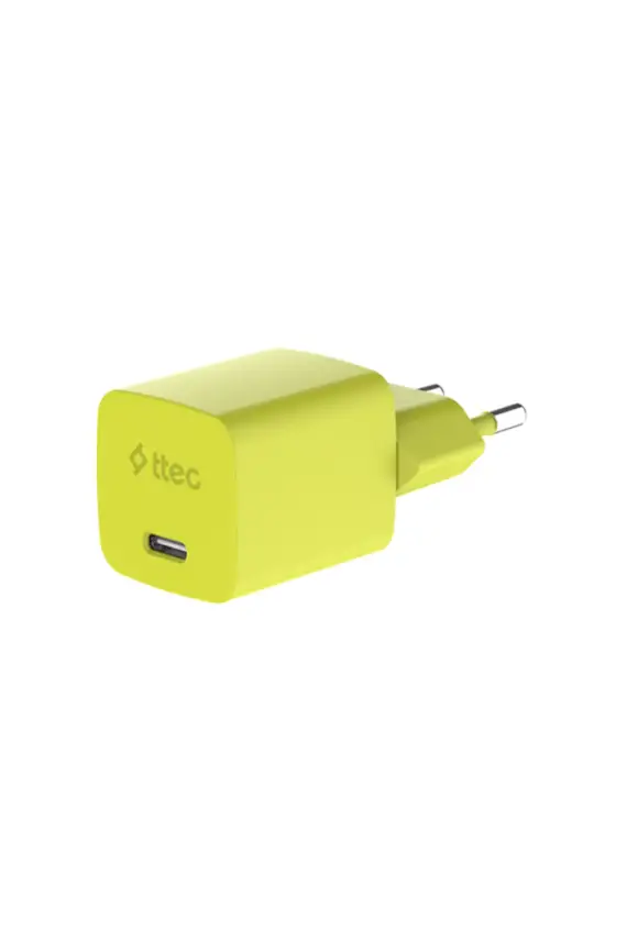Ttec SmartCharger GAN 20 W PD Seyahat Hızlı Şarj Aleti + USB-C USB-C 3A Kablo Neon Sarı 2SCG20CNS - 3