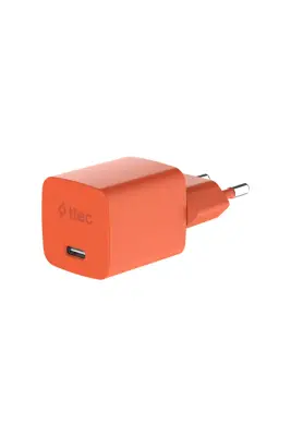 Ttec SmartCharger GAN 20 W PD Seyahat Hızlı Şarj Aleti + USB-C USB-C 3A Kablo Neon Turuncu 2SCG20CNT - 3