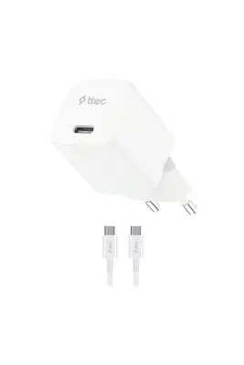 Ttec SmartCharger GAN 30 W PD Seyahat Hızlı Şarj Aleti + USB-C USB-C 3A Kablo Beyaz 2SCP03CB - 2
