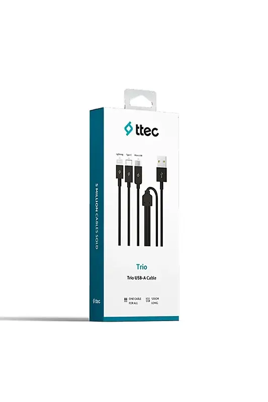 Ttec Trio Şarj Kablosu USB-A USB-C Lightning Micro USB Siyah 2DK7521S - 1