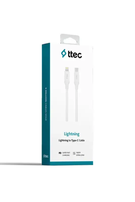 Ttec USB-C Lightning Hızlı Şarj Kablosu 150 cm Beyaz 2DK40B - 1