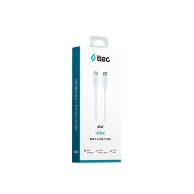 Ttec USB-C USB-C Hızlı Şarj Data Kablosu 120 cm 60 W PD QC Beyaz 2DK36B - Ttec