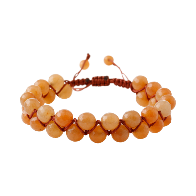 Turuncu Aventurin 8mm Çift Sıra Makrome Doğal Taş Bileklik - 2
