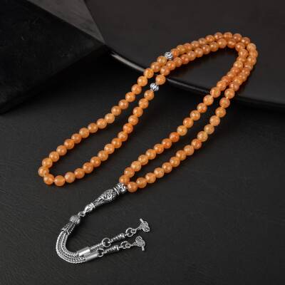 Turuncu Aventurin Doğal Taş Tesbih 99luk - 6mm - Osmanlı Doğaltaş