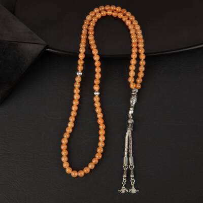 Turuncu Aventurin Doğal Taş Tesbih 99luk - 6mm - 2