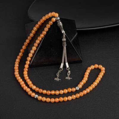 Turuncu Aventurin Doğal Taş Tesbih 99luk - 6mm - 3