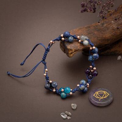 Üçüncü Göz Çakrası Doğal Taş Bileklik - Lapis-Ametist-Labradorit-Apatit-Sodalit - Osmanlı Doğaltaş