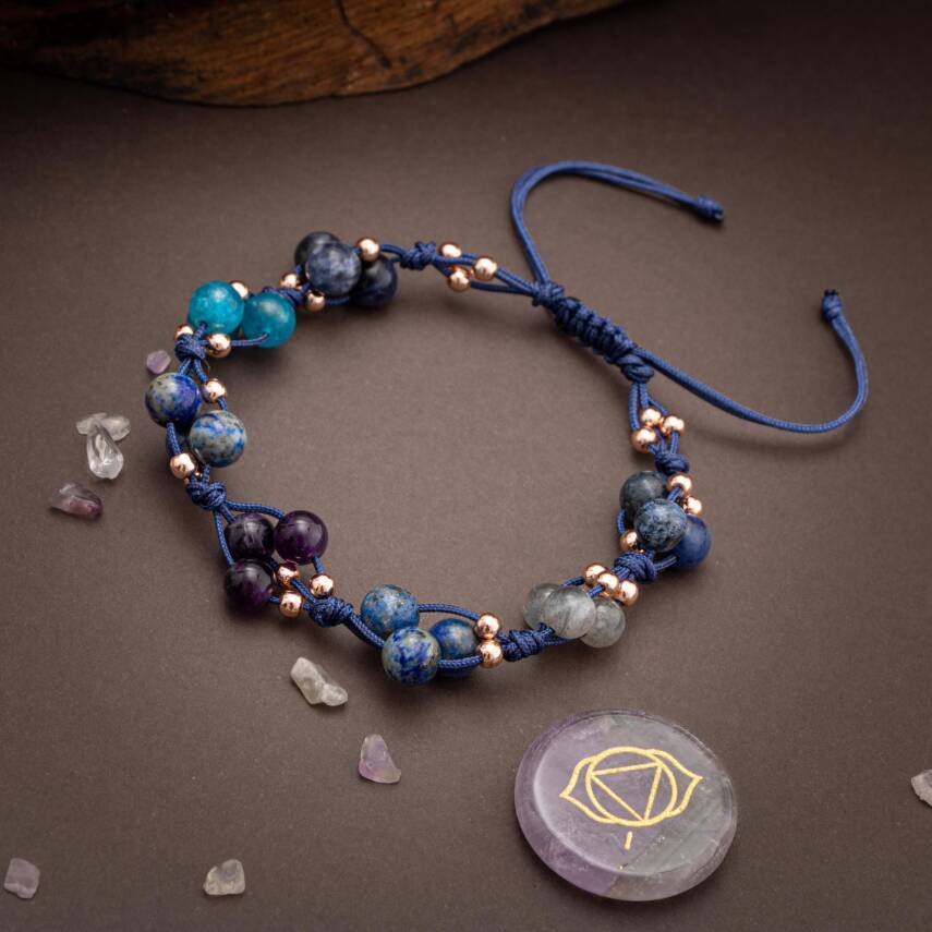 Üçüncü Göz Çakrası Doğal Taş Bileklik - Lapis-Ametist-Labradorit-Apatit-Sodalit - 4