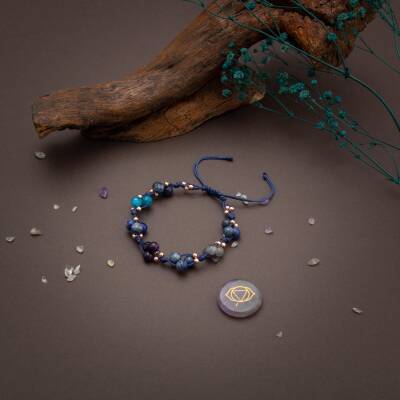 Üçüncü Göz Çakrası Doğal Taş Bileklik - Lapis-Ametist-Labradorit-Apatit-Sodalit - 6