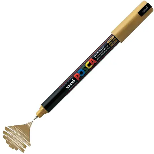 Uniball Posca 1M Markör 0.7 mm Altın - 2