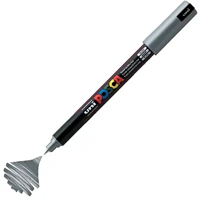 Uniball Posca 1M Markör 0.7 mm Gümüş - Uniball (1)