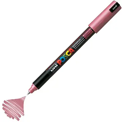Uniball Posca 1M Markör 0.7 mm Metalik Kırmızı - Uniball (1)