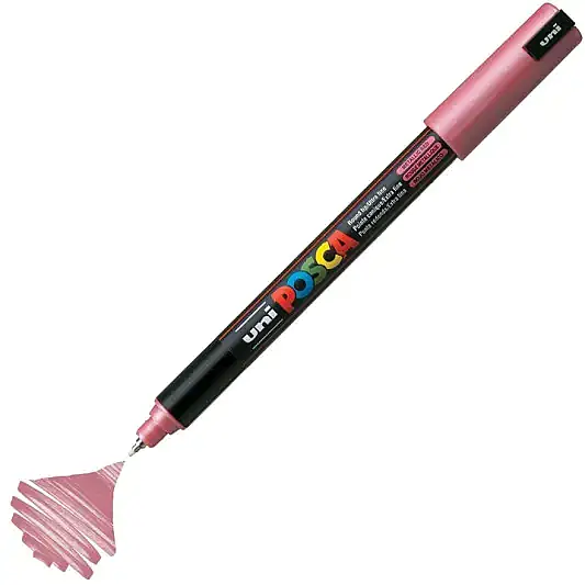 Uniball Posca 1M Markör 0.7 mm Metalik Kırmızı - 2