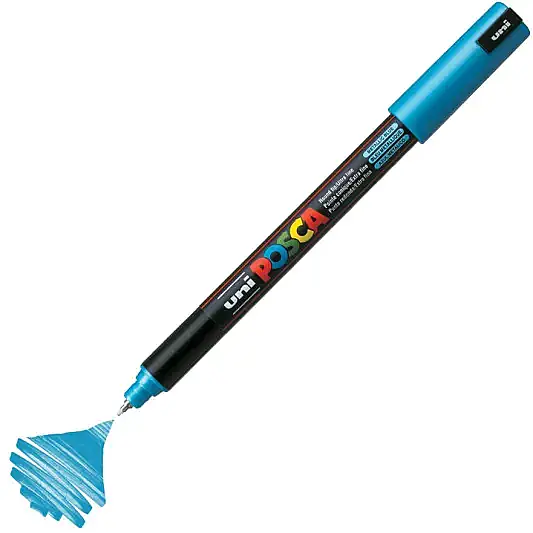 Uniball Posca 1M Markör 0.7 mm Metalik Mavi - 2