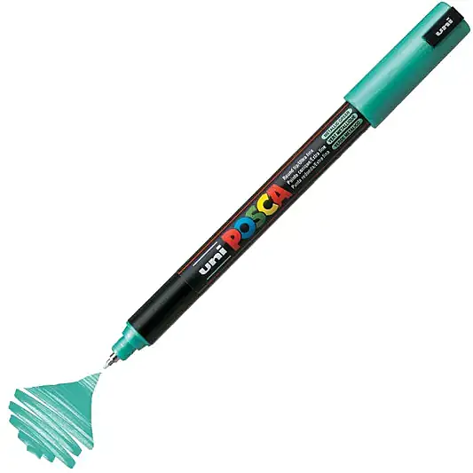 Uniball Posca 1M Markör 0.7 mm Metalik Yeşil - 1