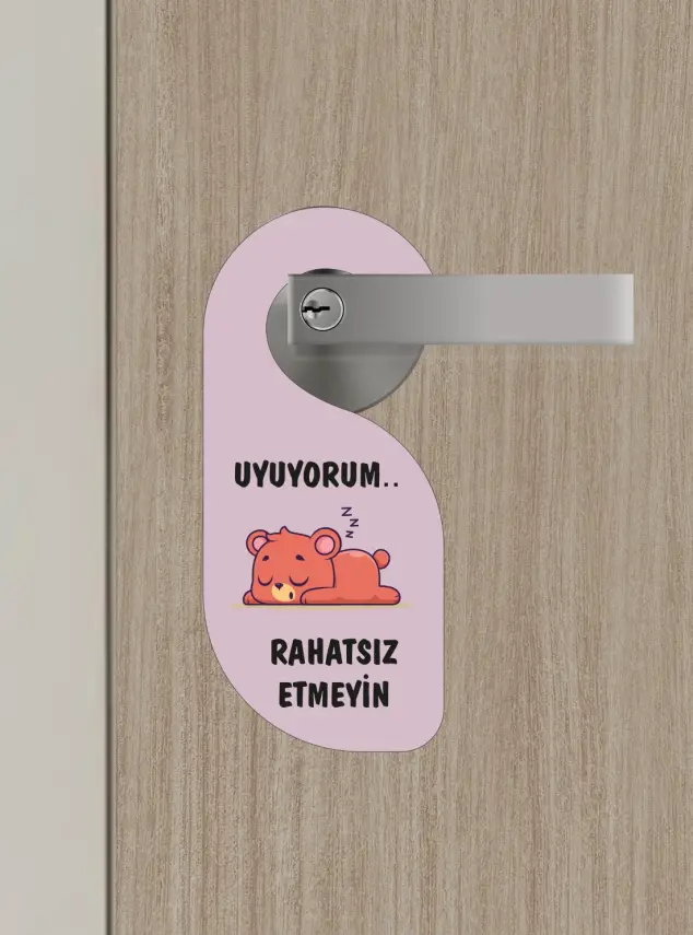 Uyuyorum Rahatsız Etmeyin Ayıcık Kapı Askısı Kapı Uyarı Levhası - 1