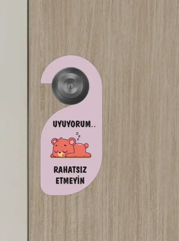 Uyuyorum Rahatsız Etmeyin Ayıcık Kapı Askısı Kapı Uyarı Levhası - 4