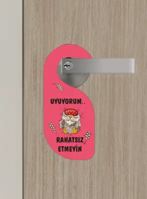 Uyuyorum Rahatsız Etmeyin Baykuş Tasarımlı Kapı Askısı Kapı Uyarı Levhası - 1