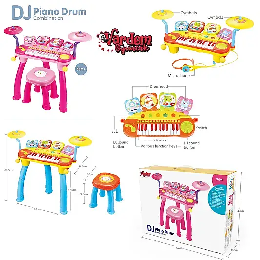 Vardem Dj Piyano 24 Tuşlu Davul Mp3 Ve Mikrafonlu - 4