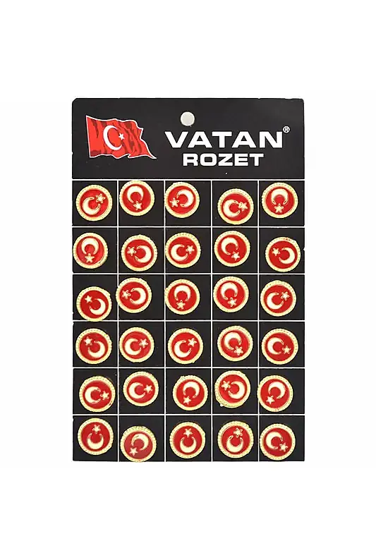 Vatan Türk Bayraklı Dipli Rozet - 1