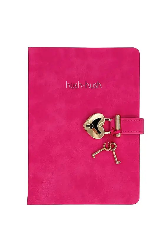 Victorias Journals Hush Hush Fuşya Kalp Kilitli Çizgili 160 Yp 13x18 Cm - 1