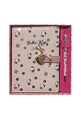 Victorias Journals Hush Hush Hello Kitty Tükenmez Kalem + Kalp Kilitli Çizgili 160 Yp 13x18 Cm Kutulu - 1