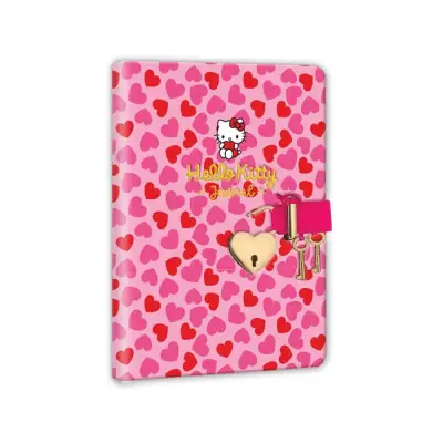 Victoria's Journals Hush Hush Hello Kitty Tükenmez Kalem + Kalp Kilitli Çizgili 160 Yp 13x18 Kutulu - 1