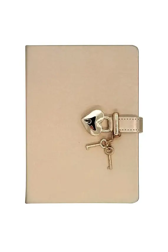 Victorias Journals Hush Hush Krem Kalp Kilitli Çizgili 160 Yp 13x18 Cm - 1