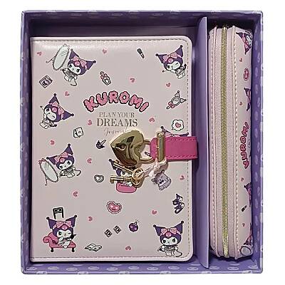 Victorias Journals Hush Hush Kuromi Deri Kalemlik Kalp Kilitli Çizgili 160 Yp 13x18 Cm Kutulu - Victorias Journals (1)