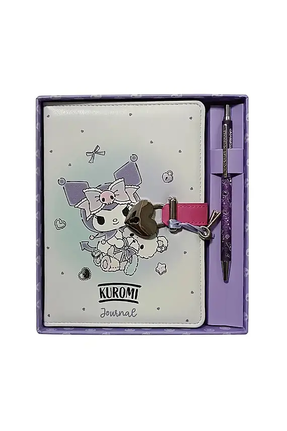 Victorias Journals Hush Hush Kuromi Tükenmez Kalem Kalp Kilitli Çizgili 160 Yp 13x18 Cm Kutulu - 1