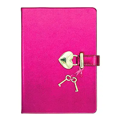 Victorias Journals Hush Hush Metalik Koyu Platinium Kalp Kilitli Çizgili 160 Yp 13x18 Cm Kutulu - Victorias Journals (1)