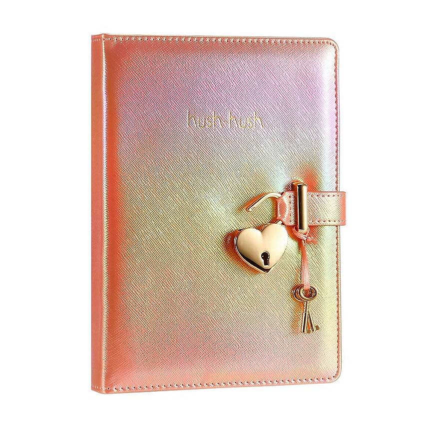 Victorias Journals Hush Hush Metalik Platinium Kalp Kilitli Çizgili 160 Yp 13x18 Cm Kutulu - 1