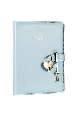 Victorias Journals Hush Hush Pastel Mavi Kalp Kilitli Çizgili 160 Yp 13x18 Cm - 1