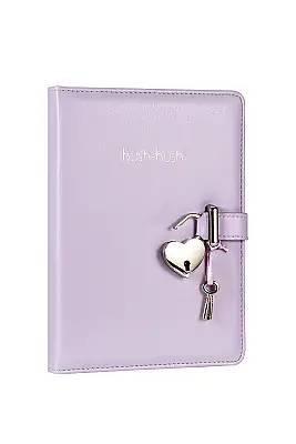 Victorias Journals Hush Hush Pastel Mor Kalp Kilitli Çizgili 160 Yp 13x18 Cm - 1
