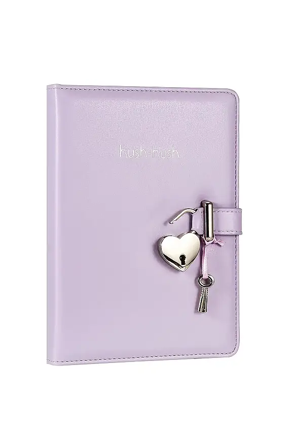 Victorias Journals Hush Hush Pastel Mor Kalp Kilitli Çizgili 160 Yp 13x18 Cm - 1