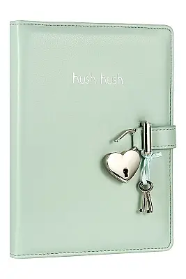 Victorias Journals Hush Hush Pastel Mor Kalp Kilitli Çizgili 160 Yp 13x18 Cm - Victorias Journals (1)