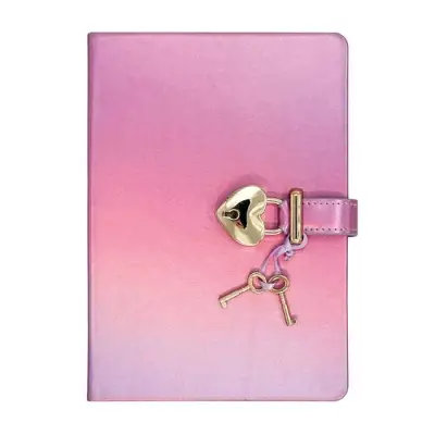 Victoria's Journals Hush Hush Pastel Mor Kalp Kilitli Çizgili 160 Yp 13x18 - 1