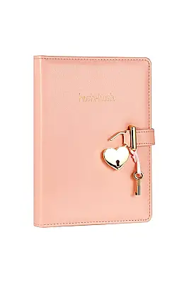 Victorias Journals Hush Hush Pastel Pembe Kalp Kilitli Çizgili 160 Yp 13x18 Cm - 1