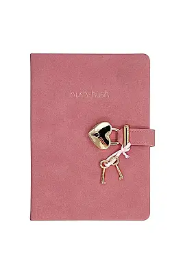 Victorias Journals Hush Hush Pembe Kalp Kilitli Çizgili 160 Yp 13x18 Cm - 1