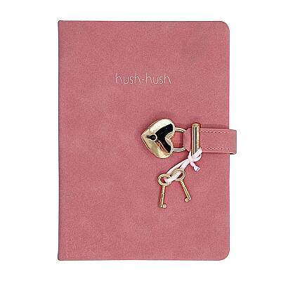 Victorias Journals Hush Hush Pembe Kalp Kilitli Çizgili 160 Yp 13x18 Cm - Victorias Journals (1)