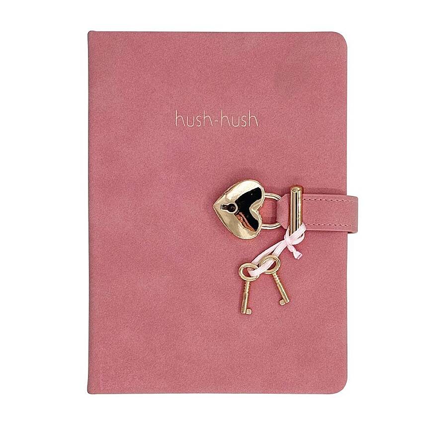 Victorias Journals Hush Hush Pembe Kalp Kilitli Çizgili 160 Yp 13x18 Cm - 2