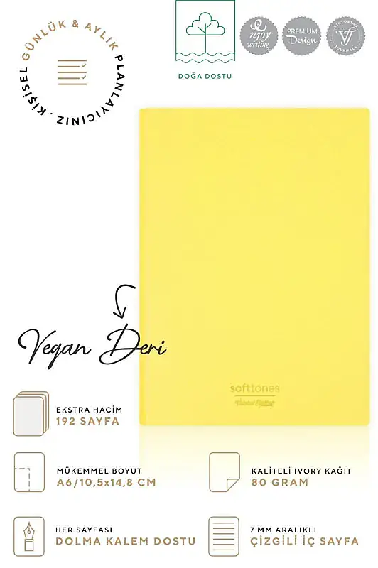 Victorias Journals Softtones Sarı Not Defteri A6 - 2