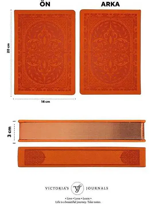 Victorias Journals Vintage Old Book Defter Çizgili 14x20 cm 160 Yp Turuncu - 3