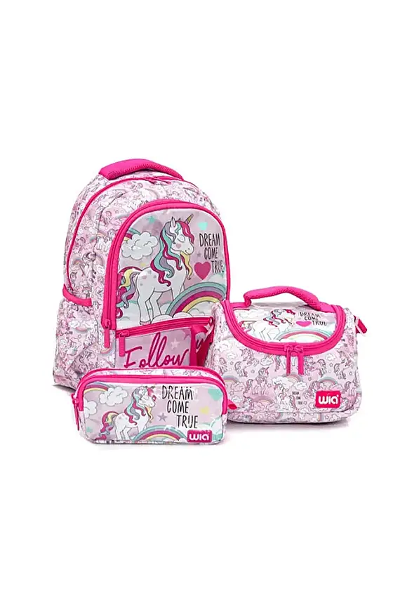 Wia Unicorn Kız Çocuk Çanta Seti Pembe - 1